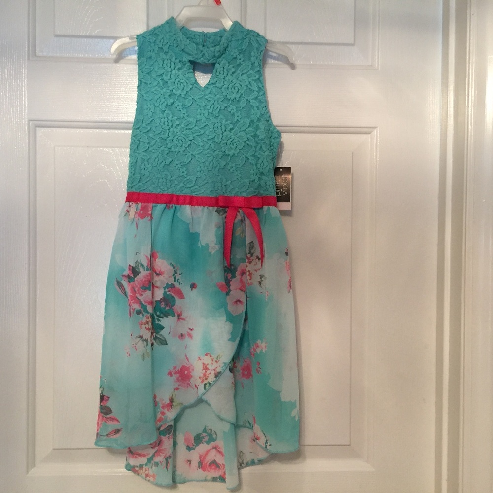 Pink & Violet Little girls dress Size 6/6x Aqua